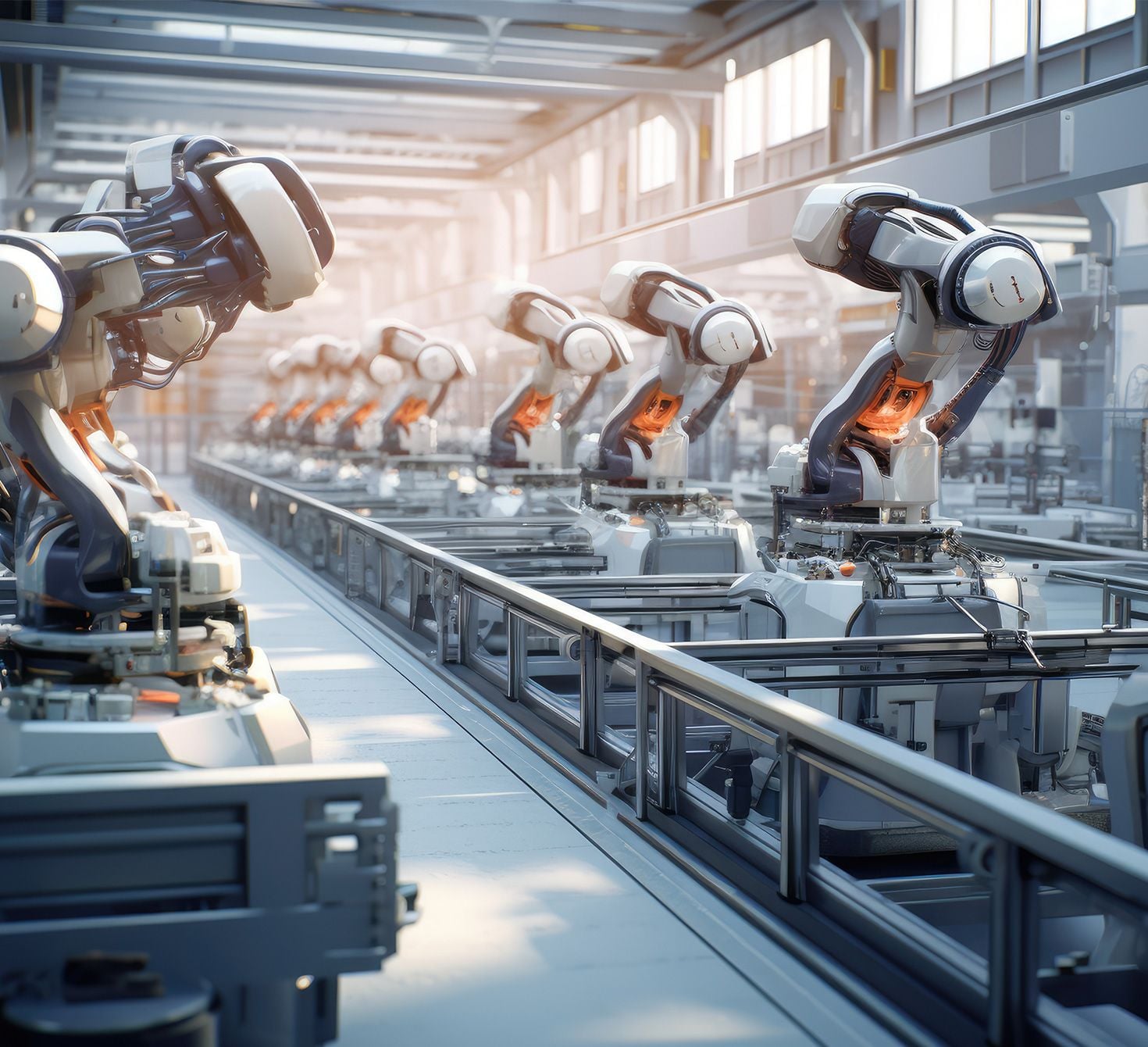 Production plant with robotic machines